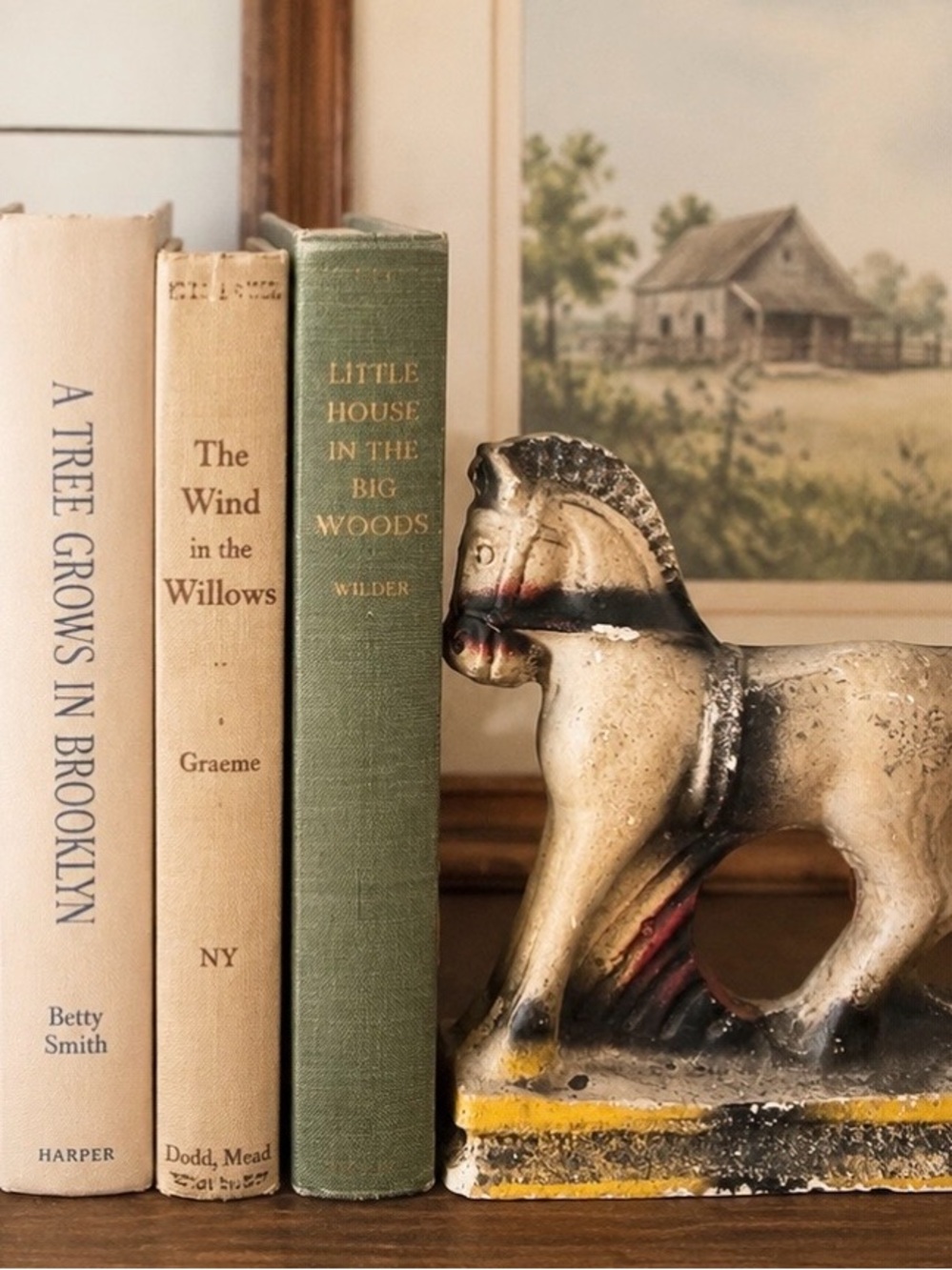 Vintage 1940s Chalkware Horse Statue Bookend. Carnival Prize Figure. Folk Art